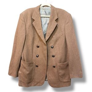 Vintage Riggings Wool Blend Brown Double-Breasted Blazer. Size 42R